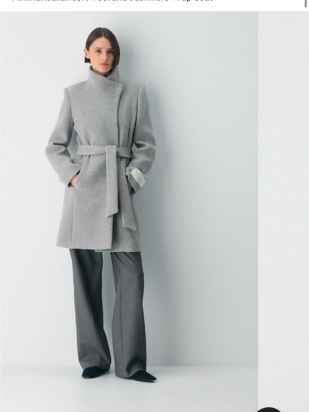 Aritzia Light Gray Wool Wrap Coat